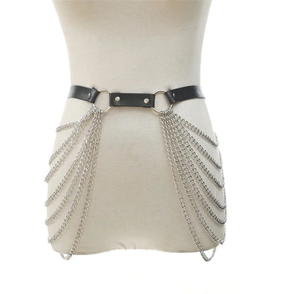 Goth Leather Body Harness Chain Bra Top Chest Waist Belt Witch Gothic Punk Fashion Festival Jewelry Sexy Accessories