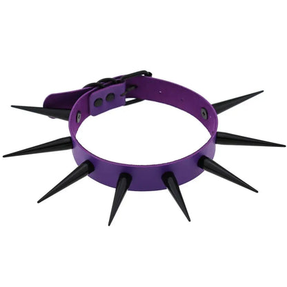 Rebel Spike Choker Necklace – Cyberpunk Leather Collar for Rave and Goth Styles