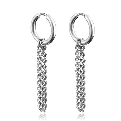 New Punk Stainless Steel Chain Hoop Earrings for Women Men 2021 Trendy Goth Pop Hip Hop Pendants Ear Jewelry Accessories Earring