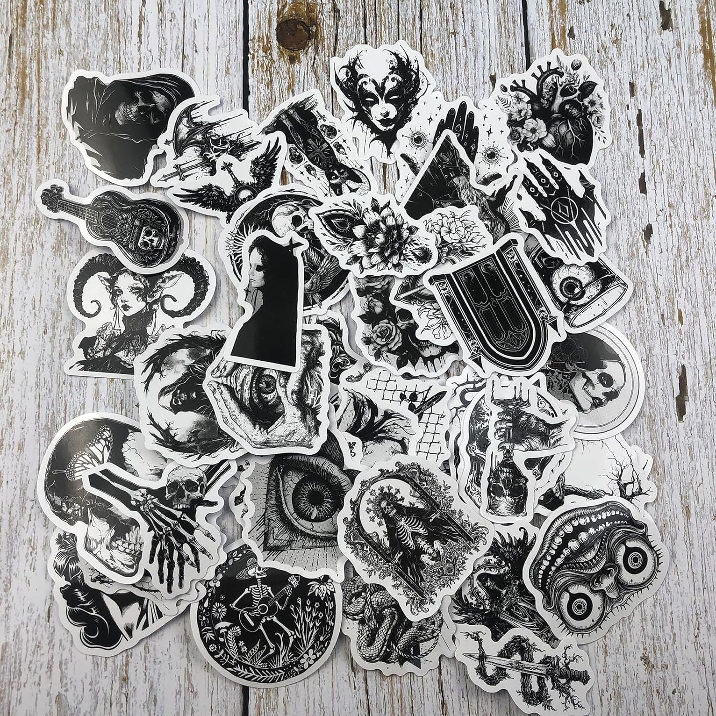 100 Pcs Dark Aesthetic Goth Stickers for Adults, Skull Sticker Packs for Water Bottle Kindle Laptop Phone DIY Crafts Card Making Scrapbook Art Journal