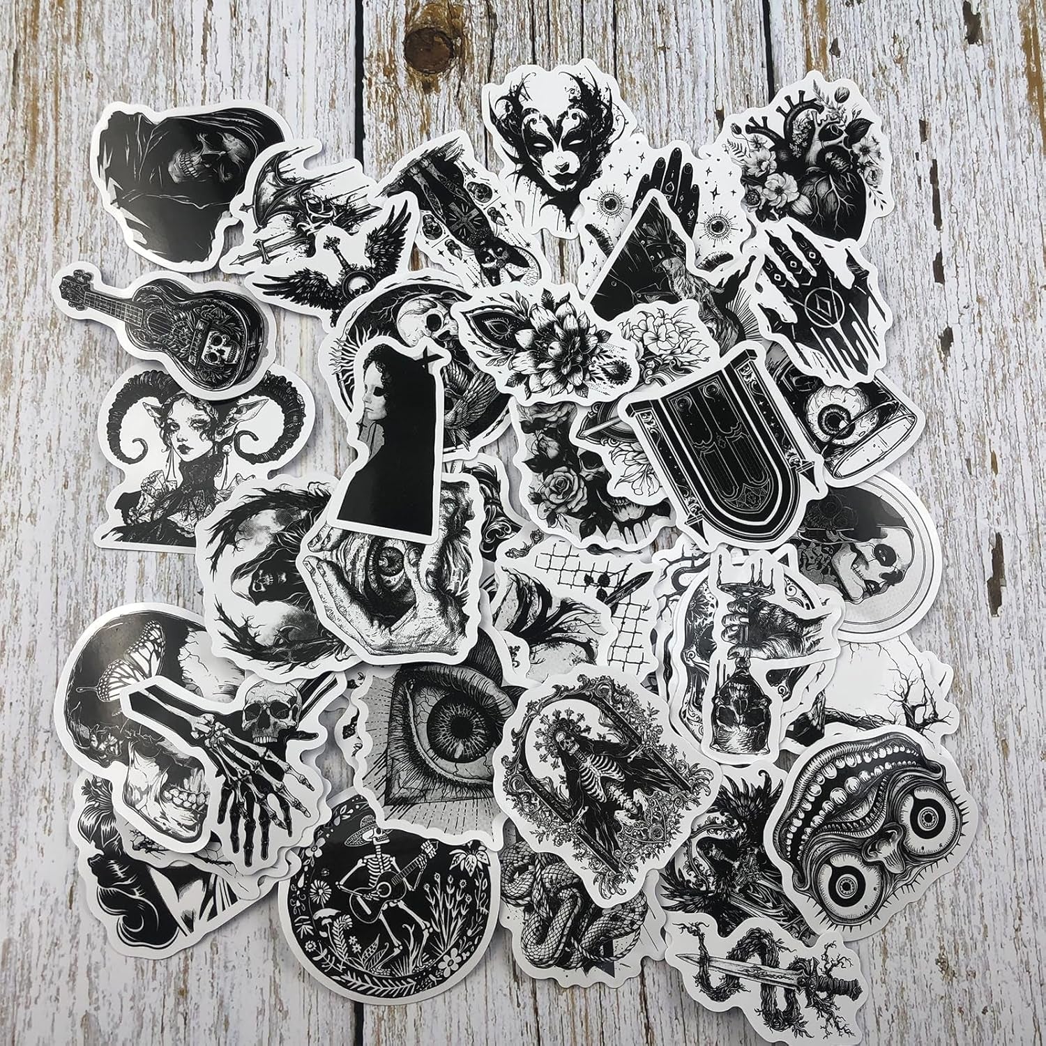 100 Pcs Dark Aesthetic Goth Stickers for Adults, Skull Sticker Packs for Water Bottle Kindle Laptop Phone DIY Crafts Card Making Scrapbook Art Journal