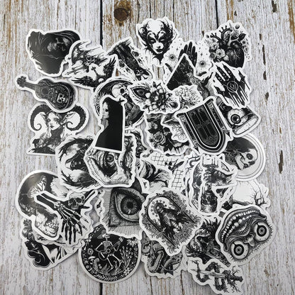 100 Pcs Dark Aesthetic Goth Stickers for Adults, Skull Sticker Packs for Water Bottle Kindle Laptop Phone DIY Crafts Card Making Scrapbook Art Journal
