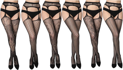 Seductive Fishnet Lace Stockings for Women - 6-Pack of Sexy Pantyhose in Regular & Plus Sizes