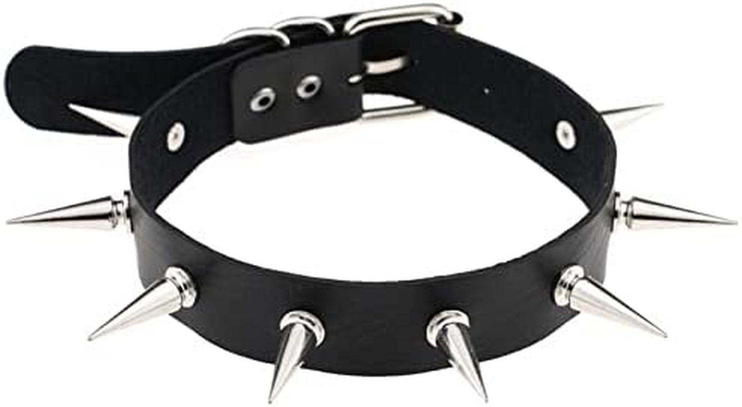 Black Spiked Leather Choker Collar Necklace for Women Gothic Punk PU Chokers Necklaces Halloween Costumes Cosplay Accessories for Women Spike Chokers Collars Necklace