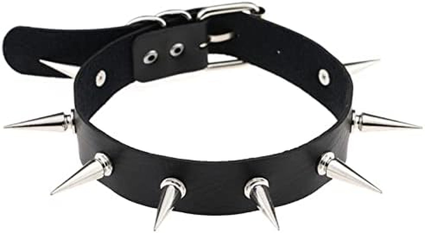 Black Spiked Leather Choker Collar Necklace for Women Gothic Punk PU Chokers Necklaces Halloween Costumes Cosplay Accessories for Women Spike Chokers Collars Necklace