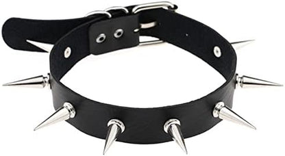 Black Spiked Leather Choker Collar Necklace for Women Gothic Punk PU Chokers Necklaces Halloween Costumes Cosplay Accessories for Women Spike Chokers Collars Necklace