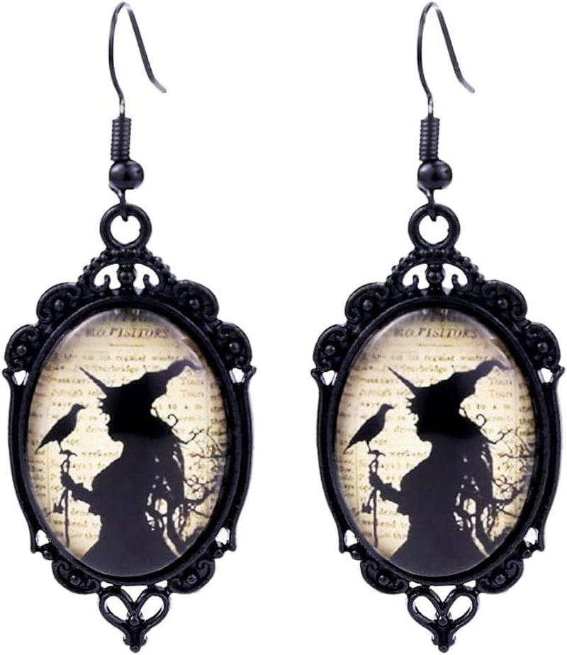 Goth Witch Earrings for Women Halloween Witch Earrings Gothic Cameo Earring Punk Emo Jewelry Halloween Earring Jewelry Emo Accessories