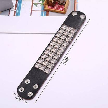 Stylish punk leather bracelet with metal studs, edgy goth wristband for men and women by BaBakiak