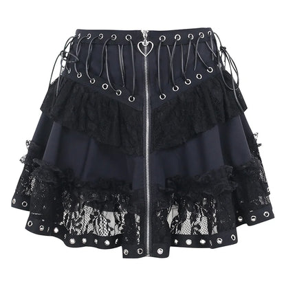 Y2K goth plaid pleated mini skirt by PressureDen.store, high-waisted summer streetwear for women with kawaii Harajuku aesthetic.