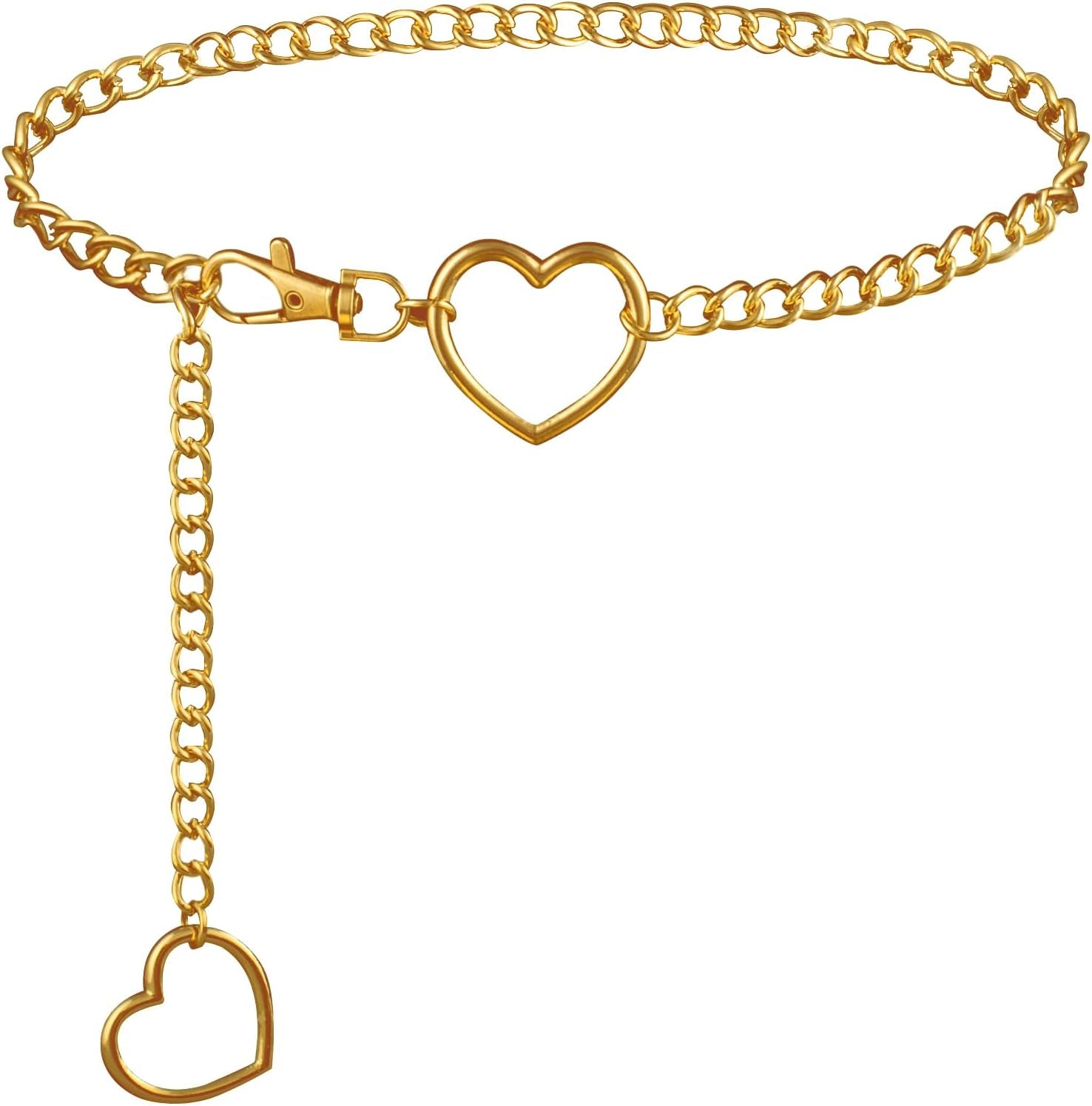 Vintage heart waist chain by FNQUFUJ, adjustable body jewelry featuring a charming heart design, perfect for dresses and jeans.