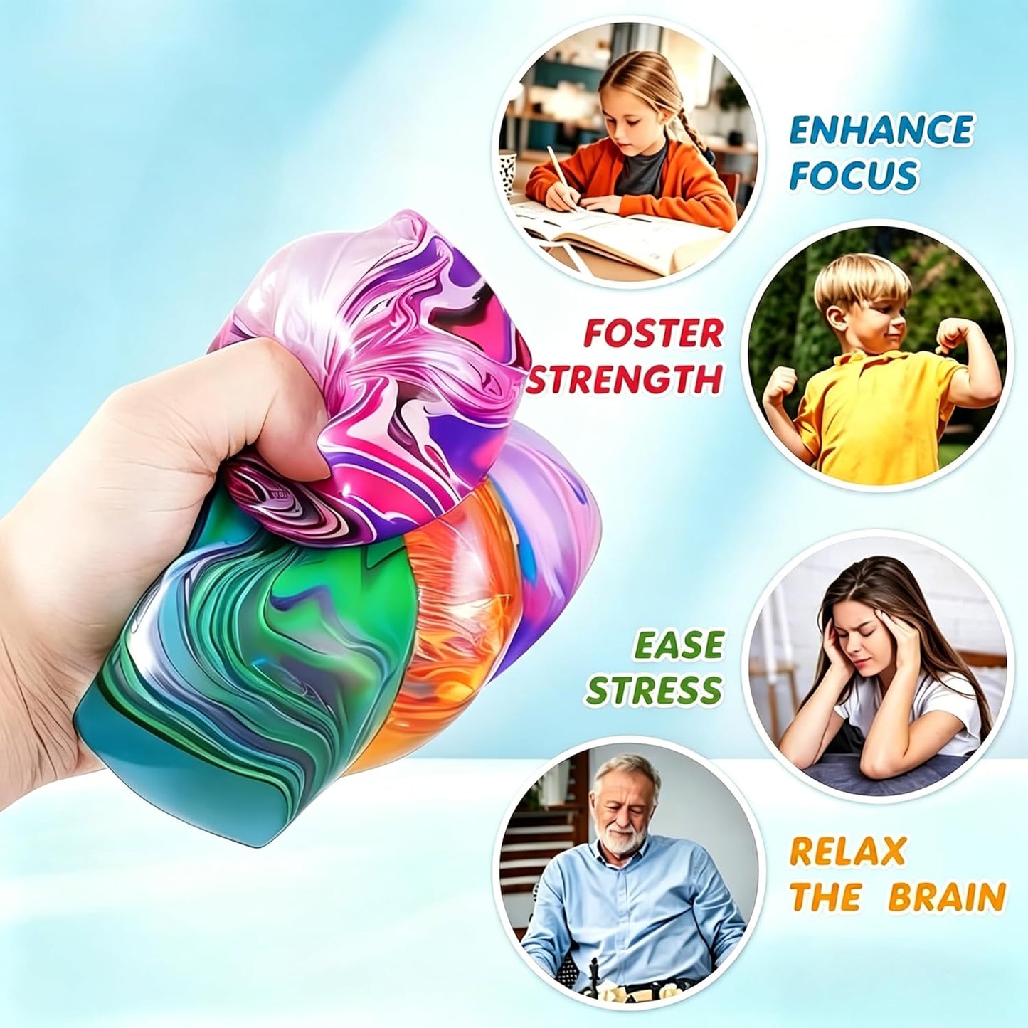 Ultimate Stress Relief Fidget Toy - Squishy Stress Cube & Balls for Kids & Adults - Perfect for Autism & Classroom Prizes (Green)