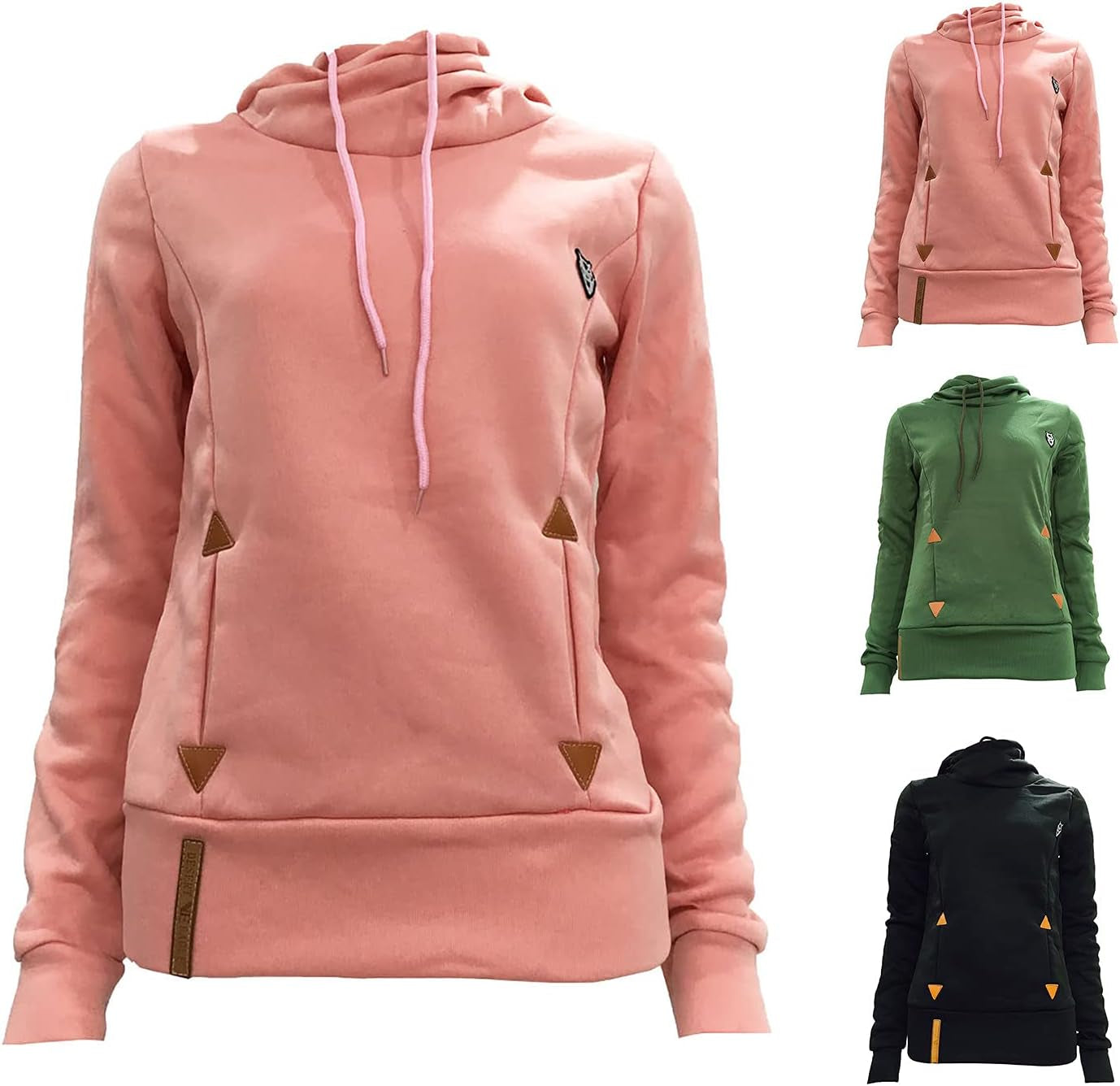 Wirziis women's plush turtleneck hoodie with a loose fit, cozy fabric, and convenient front pockets, perfect for casual wear.