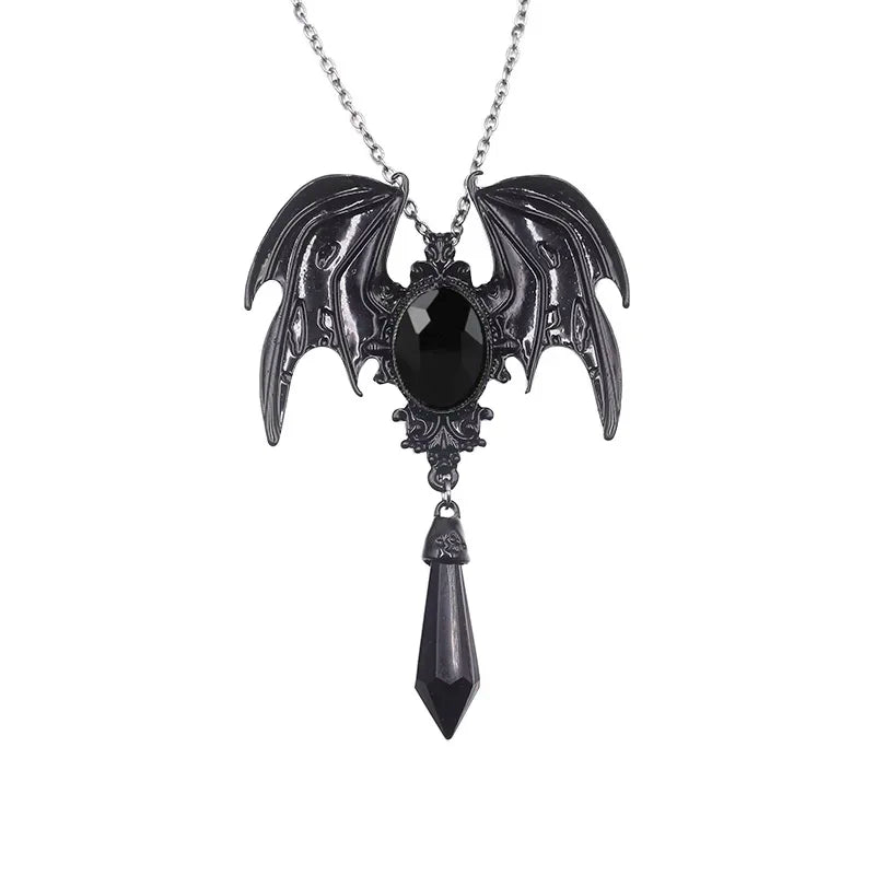 Gothic dragon bat eagle heart rose pendant necklace with intricate design, suitable for men and women, jewelry for parties and gifts.