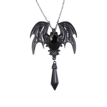 Gothic dragon bat eagle heart rose pendant necklace with intricate design, suitable for men and women, jewelry for parties and gifts.