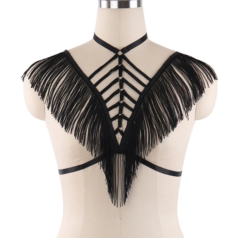 Red Garters Belt Body Harness Bondage Stockings Suspenders Belt Elastic Adjust Strap Lingerie Goth Fetish Dance Wear