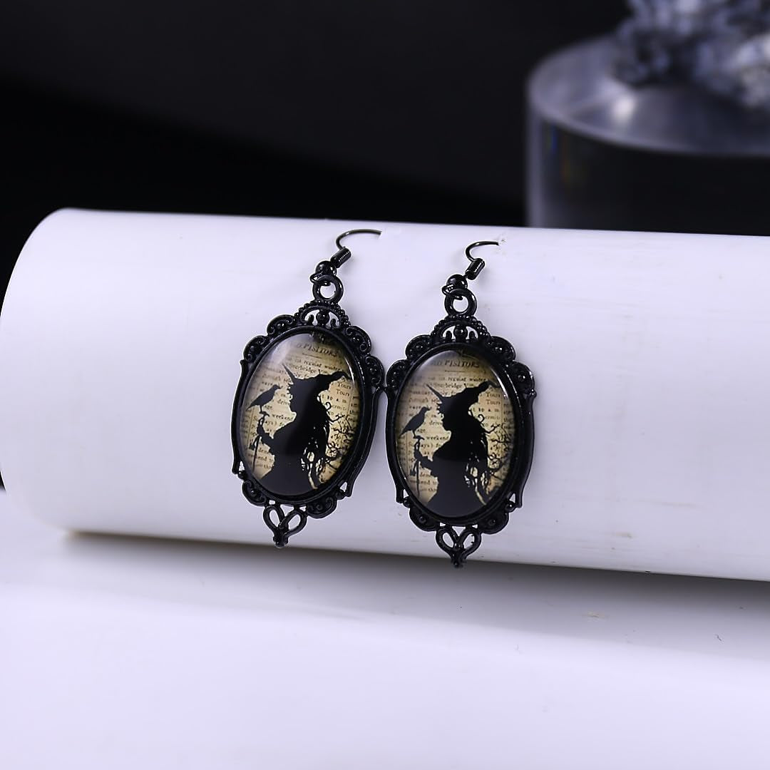 Goth Witch Earrings for Women Halloween Witch Earrings Gothic Cameo Earring Punk Emo Jewelry Halloween Earring Jewelry Emo Accessories