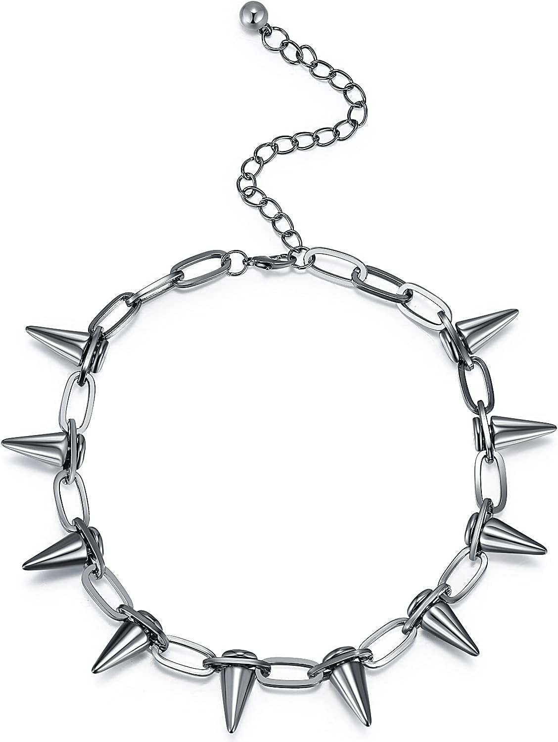 Spike Necklace Spike Choker Rivet Goth Necklaces Chokers with Spikes and Chain Streetwear Vintage Punk Necklace for Women Men