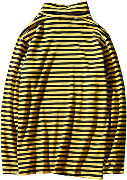 Mens Shirt Striped Black White Cotton Spandex Crewneck Long Sleeve Basic Pullover Stripe Casual Crew Tee Shirt