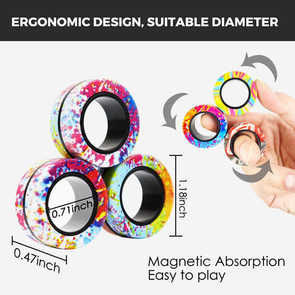 Magical 3Pcs Fidget Spinner Magnetic Ring Set - Stress Relief Toys for Adults & Kids, Perfect for Anxiety Management!