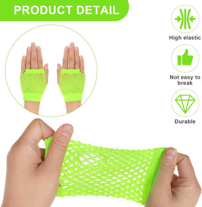 2 Pairs Fishnet Gloves Fingerless 80S Short Fishnet Gloves Women Fish Net Glove Emo Goth 80S Scene Accessories