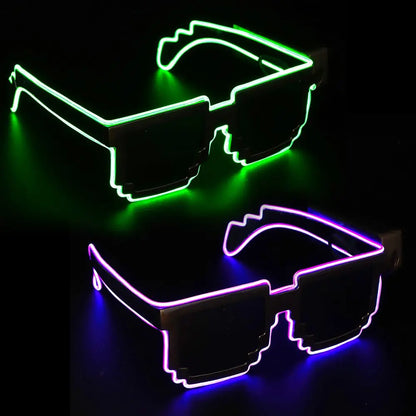 Mosaic LED Glow-in-the-Dark Glasses - Perfect for Rave Parties & Neon Christmas Fun!