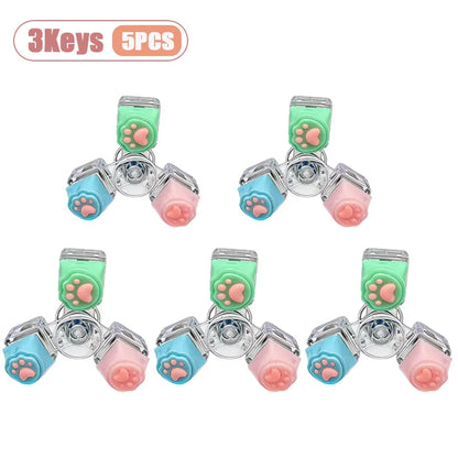Cat Paw Clicker Keychain with LED Light - Stress Relief Fidget Toy for Anxiety - Portable and Fun!