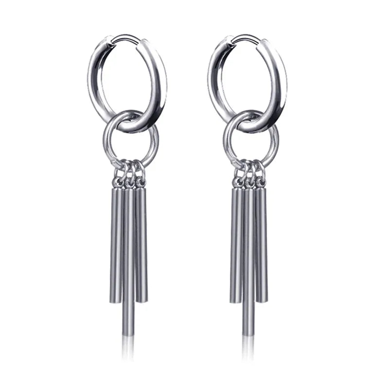 New Punk Stainless Steel Chain Hoop Earrings for Women Men 2021 Trendy Goth Pop Hip Hop Pendants Ear Jewelry Accessories Earring