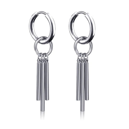 New Punk Stainless Steel Chain Hoop Earrings for Women Men 2021 Trendy Goth Pop Hip Hop Pendants Ear Jewelry Accessories Earring