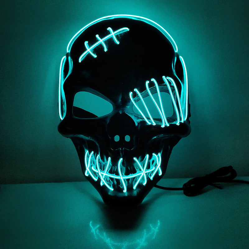 Glowing One-Eyed Pirate Mask for Halloween - LED EL Wire Cosplay Mask for Spooky Parties and Festivals