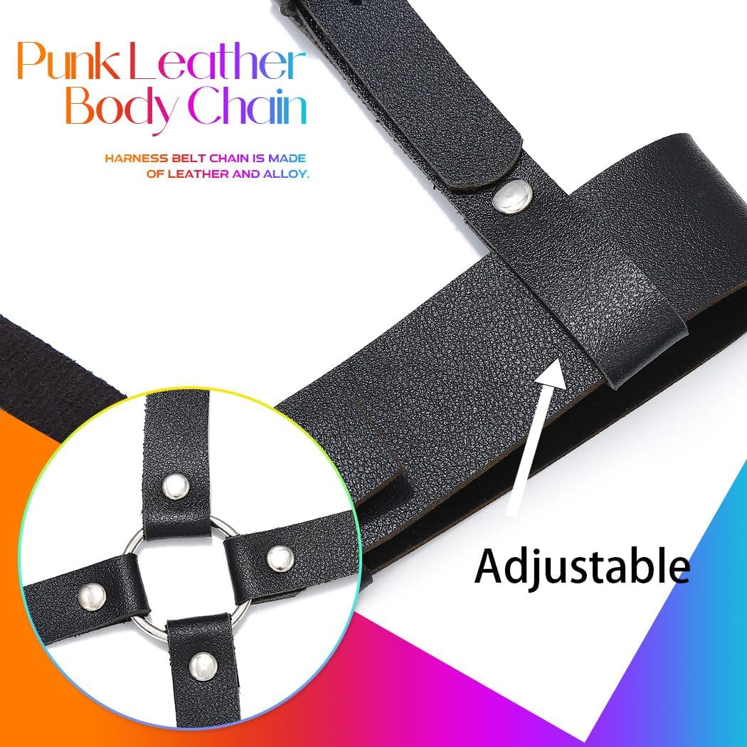 plus Size Leather Harness Belt Goth High Waist Belt Fshion Black Body Harness Rave Pu Chest Accessories for Women