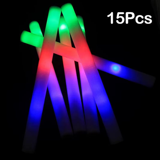 Vibrant 15/30 Pcs LED Glow Sticks - Colorful RGB Cheer Tubes for Parties, Weddings, and Events!