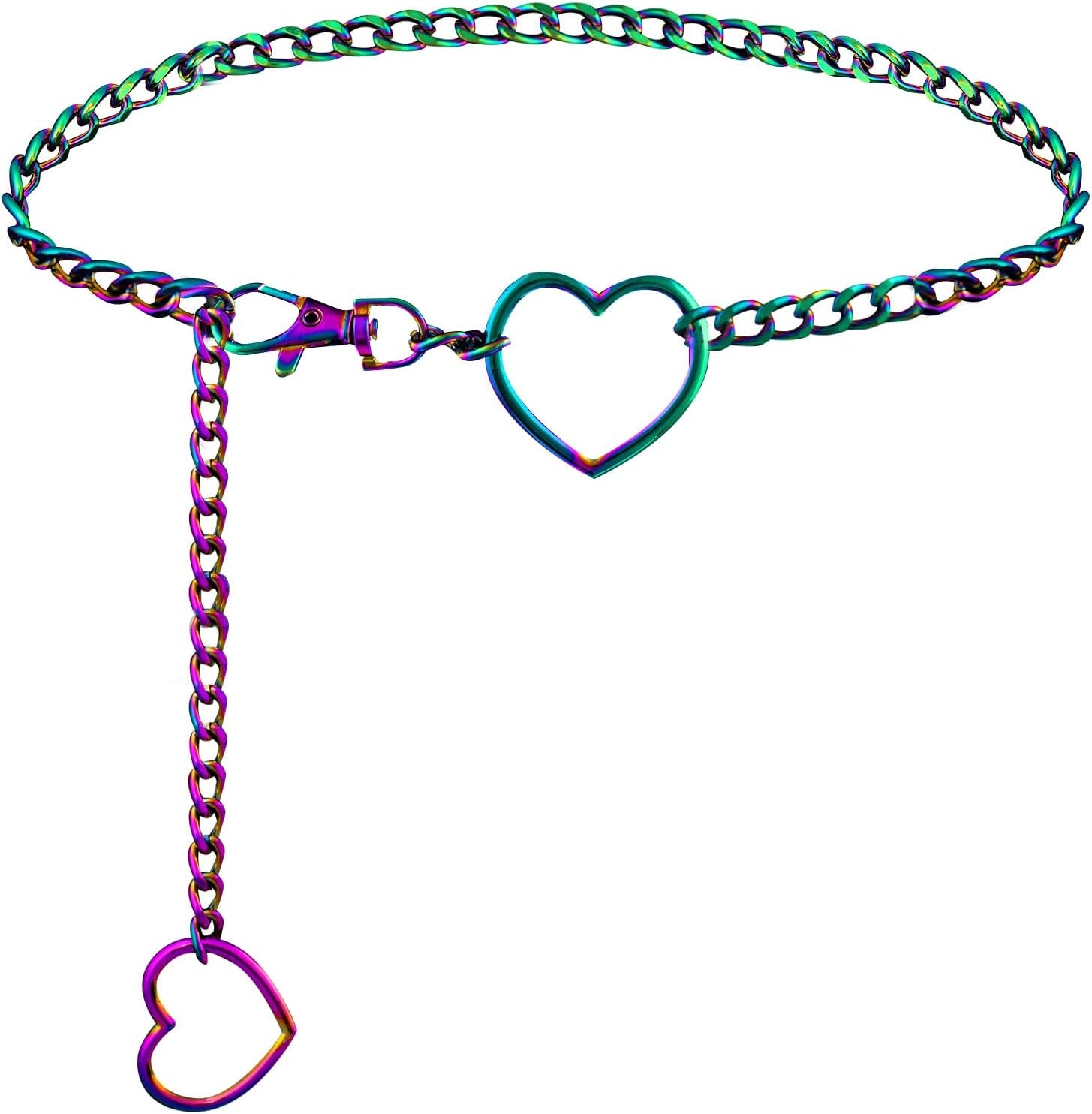 Vintage heart waist chain by FNQUFUJ, adjustable belly jewelry worn with dresses and jeans, featuring a stylish vintage heart design.