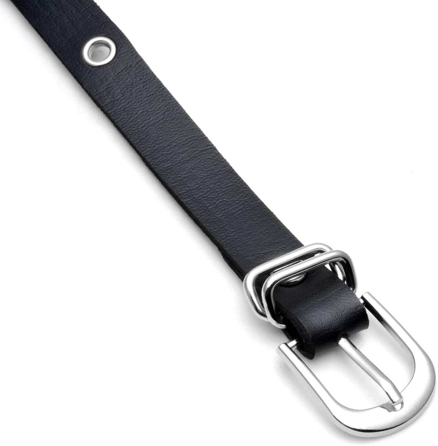 MILAKOO retro punk gothic wrap-around PU leather chain belt for women, vintage skinny style with chain details.