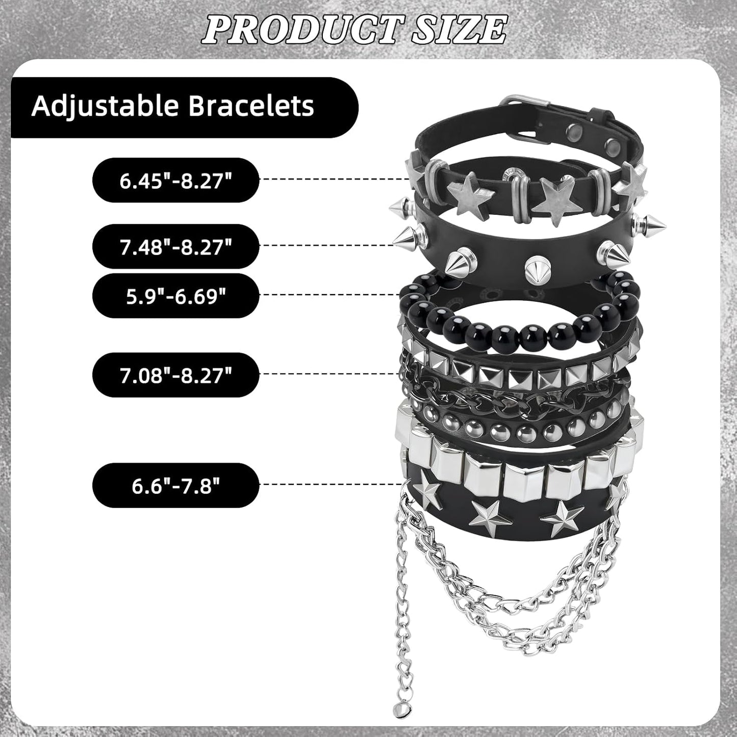 Emo Bracelets Punk Rock Studded Bracelet for Women Men Goth Leather Spiked Bracelets Emo Jewelry Accessories