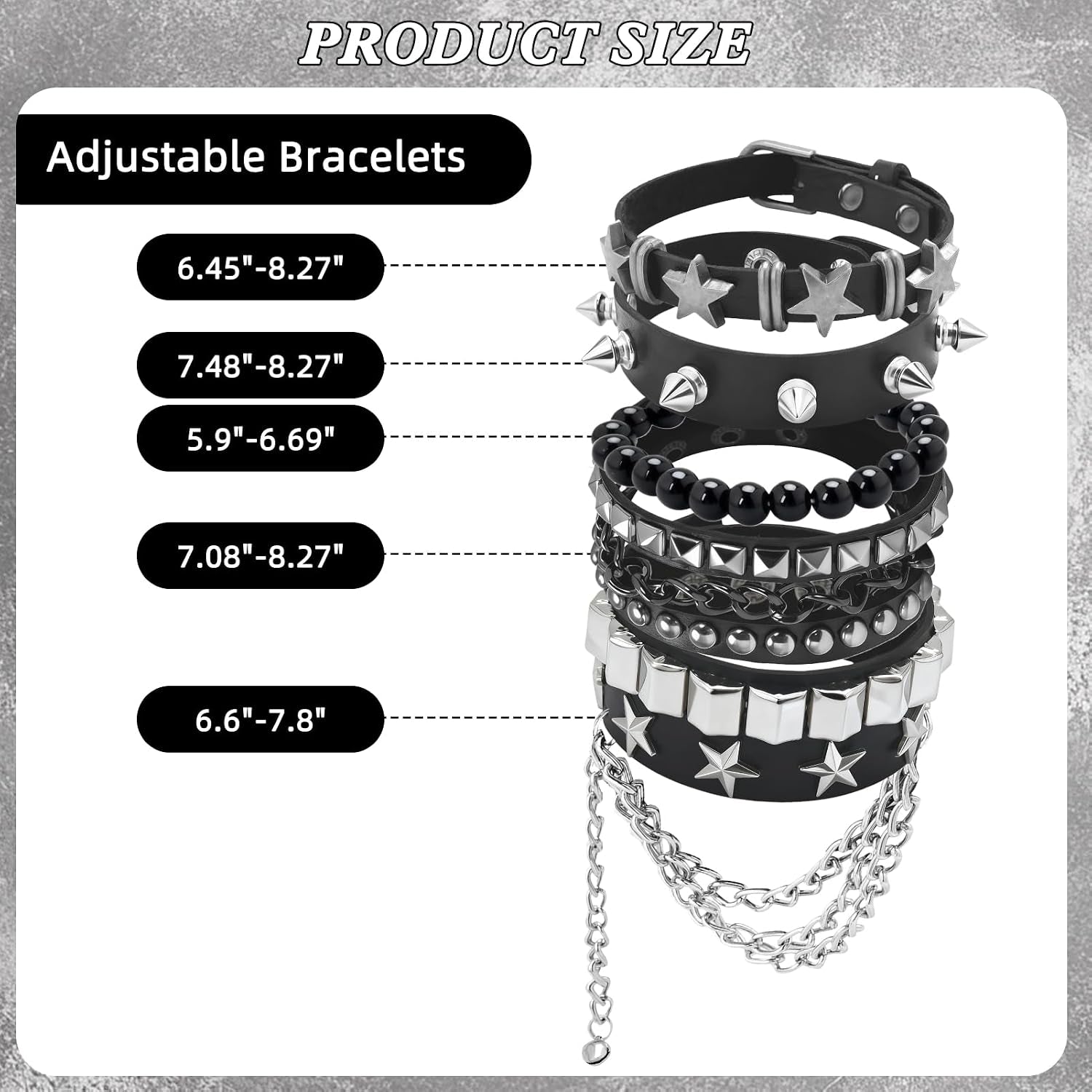 Emo Bracelets Punk Rock Studded Bracelet for Women Men Goth Leather Spiked Bracelets Emo Jewelry Accessories