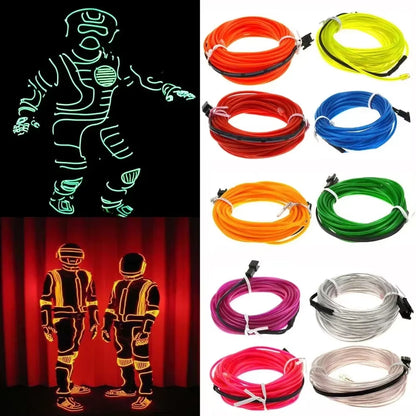 Vibrant EL Wire LED Neon Cable for DIY Costumes & Festive Decorations - Available in 1M, 3M, 5M Lengths!