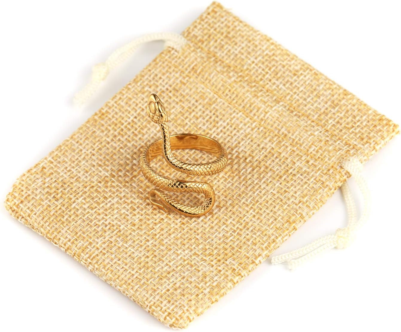 Gothic snake ring for men and women, crafted from stainless steel, featuring a detailed retro animal jewelry design.