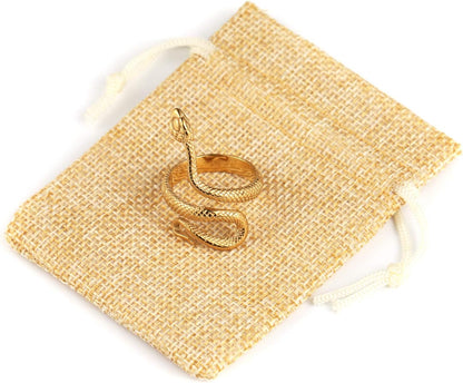 Gothic snake ring for men and women, crafted from stainless steel, featuring a detailed retro animal jewelry design.