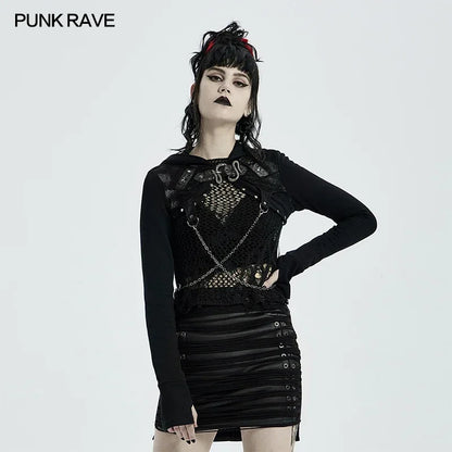 Chic Punk-Style Black Printed Woven Short Coat - Perfectly Warm for Spring and Autumn