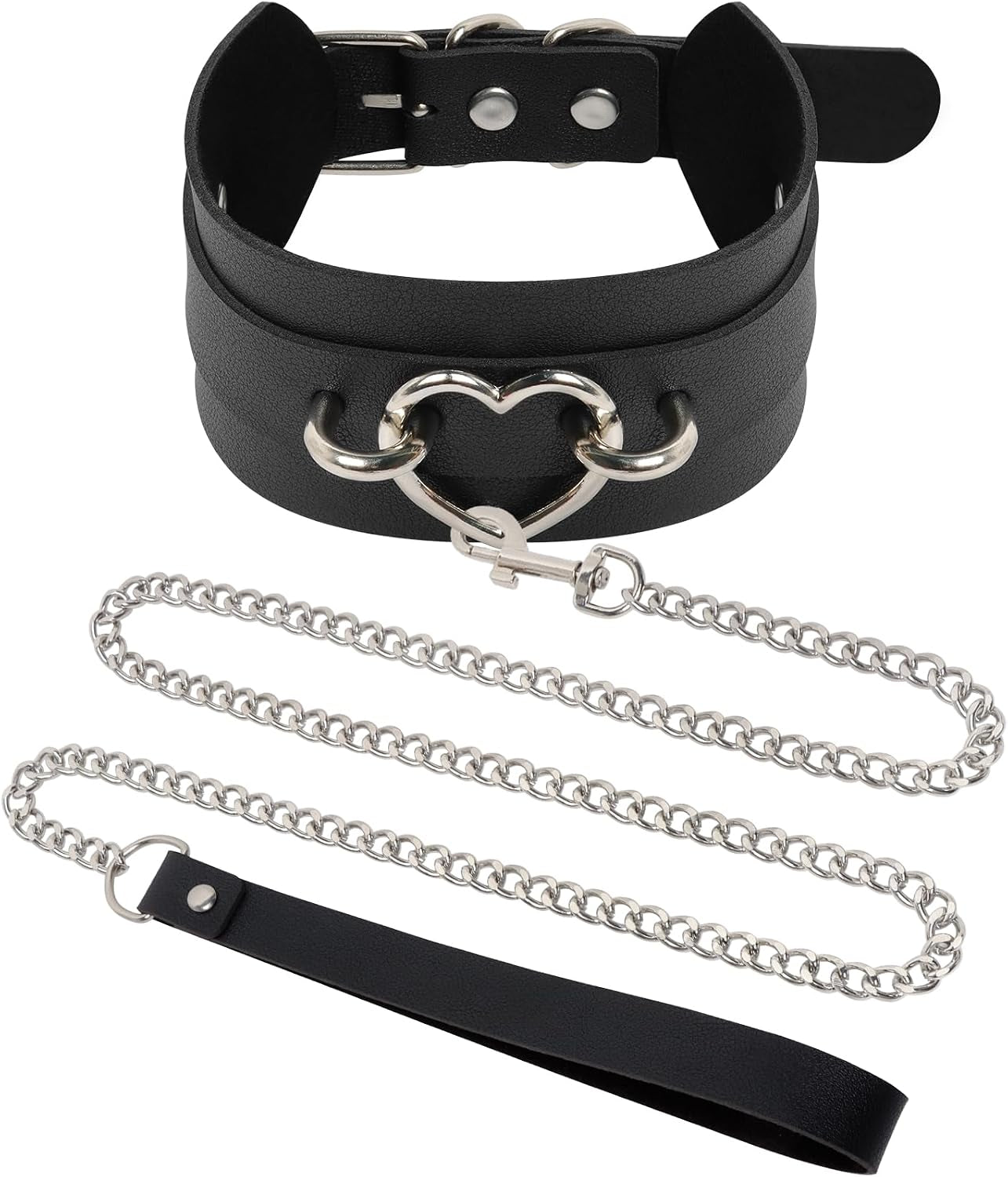 GIFTGRIN gothic leather choker necklace with metal buckle, stylish punk accessory for fashion, rave, and Halloween cosplay.