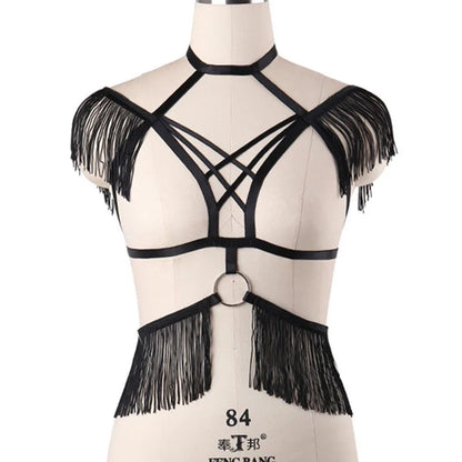 Red Garters Belt Body Harness Bondage Stockings Suspenders Belt Elastic Adjust Strap Lingerie Goth Fetish Dance Wear