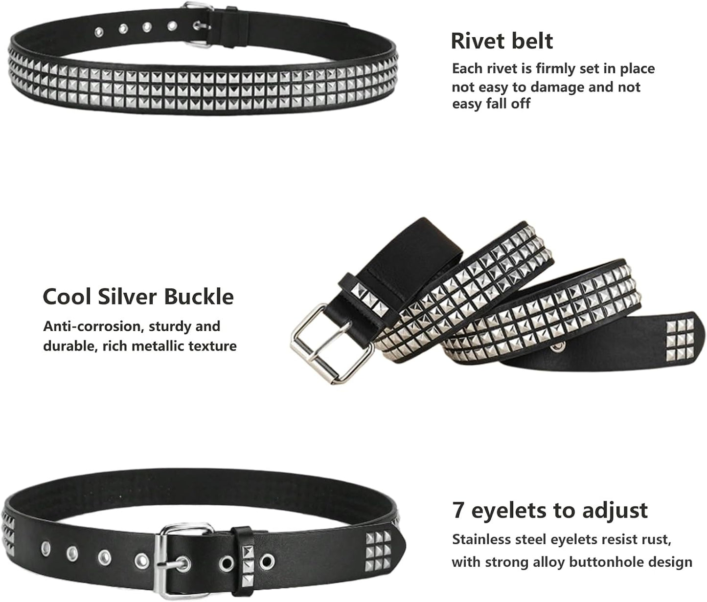 Black Studded Belt, Studded Bracelet Goth Rivet Punk Rock Cuff Bracelets Y2K Belt Emo Spike Cuff Bracelet Grunge Accessories for Women Men