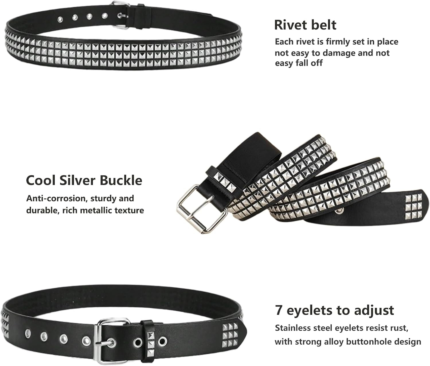 Black Studded Belt, Studded Bracelet Goth Rivet Punk Rock Cuff Bracelets Y2K Belt Emo Spike Cuff Bracelet Grunge Accessories for Women Men