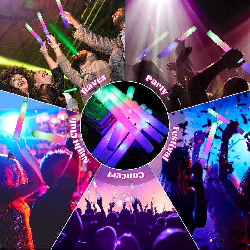 Vibrant 15/30 Pcs LED Glow Sticks - Colorful RGB Cheer Tubes for Parties, Weddings, and Events!