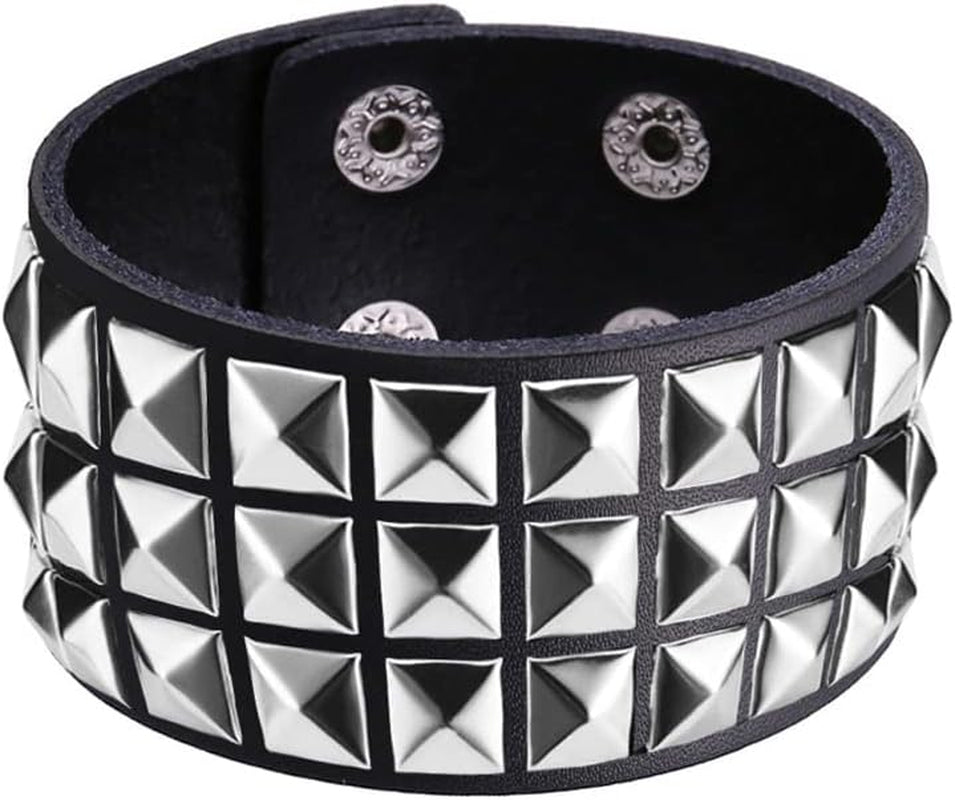Studded Leather Choker Necklace and Bracelets Set for 80S 90S Vintage Women Men Punk Rock Emo Goth Jewelry Scene Costume Accessories