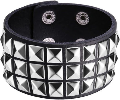 Studded Leather Choker Necklace and Bracelets Set for 80S 90S Vintage Women Men Punk Rock Emo Goth Jewelry Scene Costume Accessories