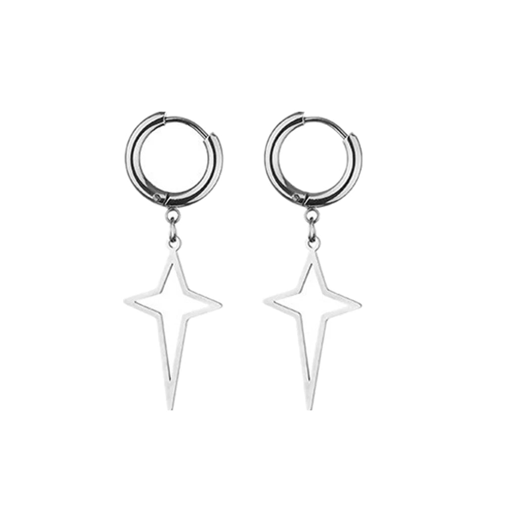 New Punk Stainless Steel Chain Hoop Earrings for Women Men 2021 Trendy Goth Pop Hip Hop Pendants Ear Jewelry Accessories Earring