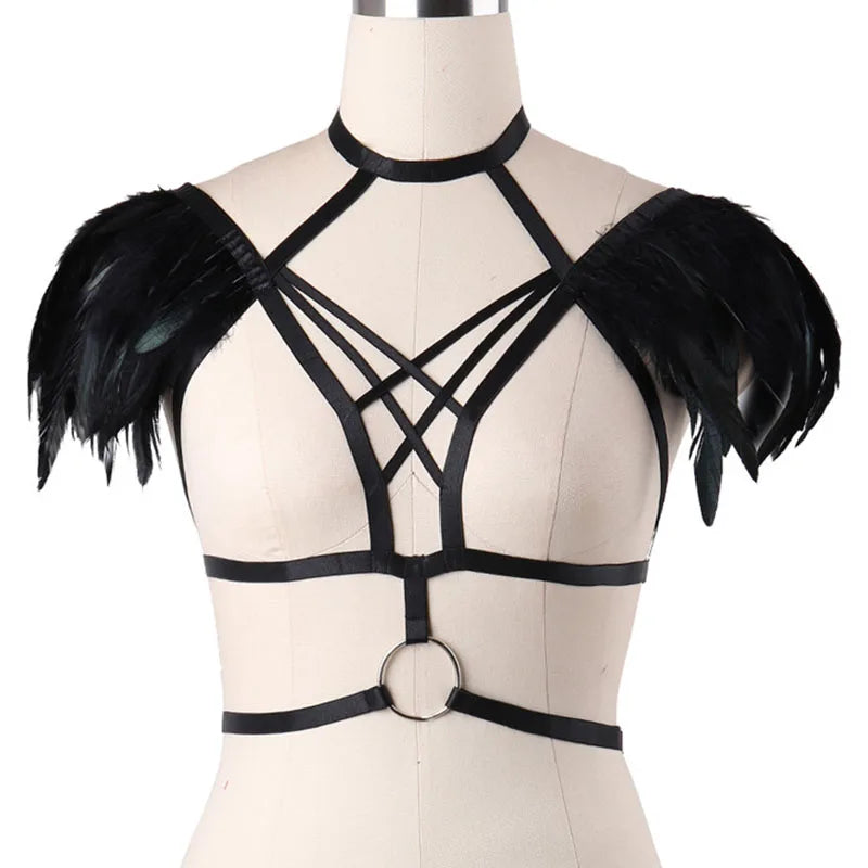 Red Garters Belt Body Harness Bondage Stockings Suspenders Belt Elastic Adjust Strap Lingerie Goth Fetish Dance Wear