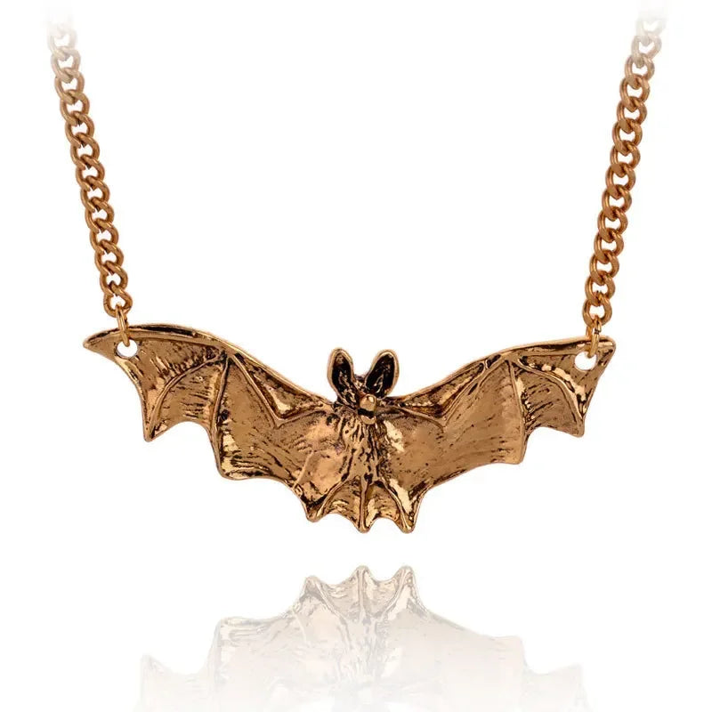 Gothic dragon bat eagle heart rose pendant necklace with intricate design, suitable for men and women, unique costume jewelry.