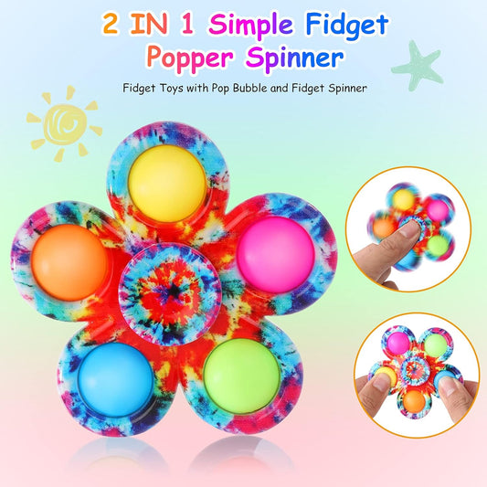 6-Pack Pop Fidget Spinners - Perfect Party Favors, Easter Basket Stuffers, and Classroom Prizes for Kids and Teens!